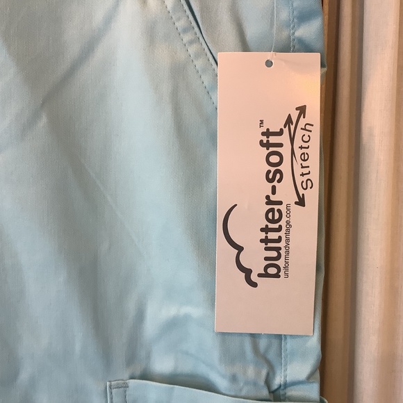 Butter-Soft Stretch Women's 4-Pocket Knit Waistband Scrub Pants NWT Blue Size LT - Picture 4 of 5